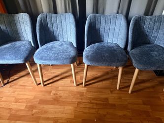 Set of 4 Blue Upholstered Dining Chairs