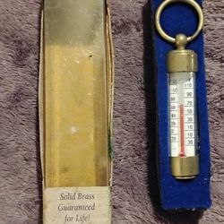 Vintage New Old Stock. Brass Thermometer 