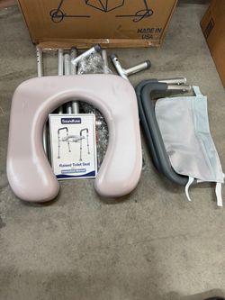 Drive Medical Folding Bedside Commode, Adjustable Height, Supports 350 lb