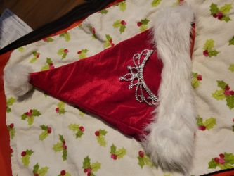 Red Velvet Santa Hat with Rhinestone Crown