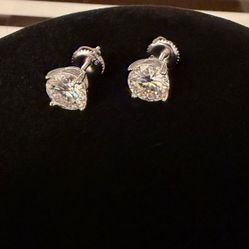 Sterling Silver Moissanite Studs 3 Carats