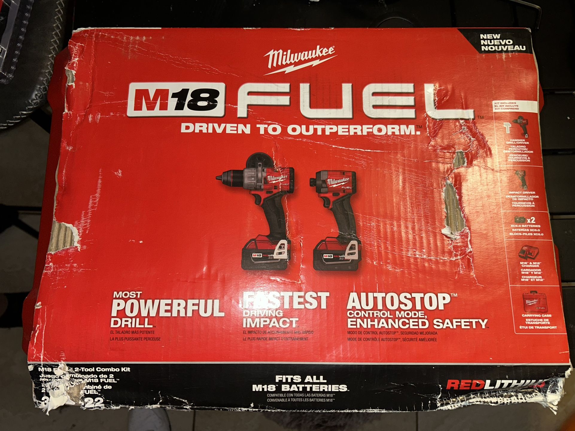 Milwaukee Drill Combo Kit, Batteries, and Socket Set