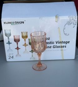 Plastic Vintage Wine Glasses Set of 24
