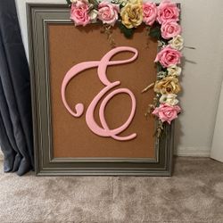 Cork Board Bulletin Board Baby Shower / Wedding Decoration. Letter E