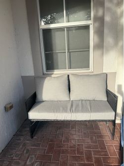 Outdoor Bench 2-Person Wicker Garden Patio