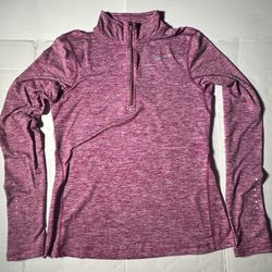 Pre Owned Excellent  Nike Running  Dri Fit  Half Zip  Printed  Reflective Dots Heather Pink  Women  Size Small