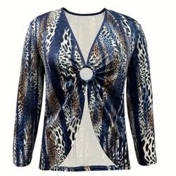 Plus Size Leopard Print T-Shirt(No Vest) 2X