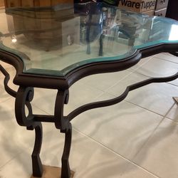 Designer Coffee Table With A Very Thick Glass 46x46 Asking $400. Obo