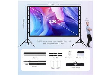 New!✨ 200" Projector Screen with Stand Retails for $150