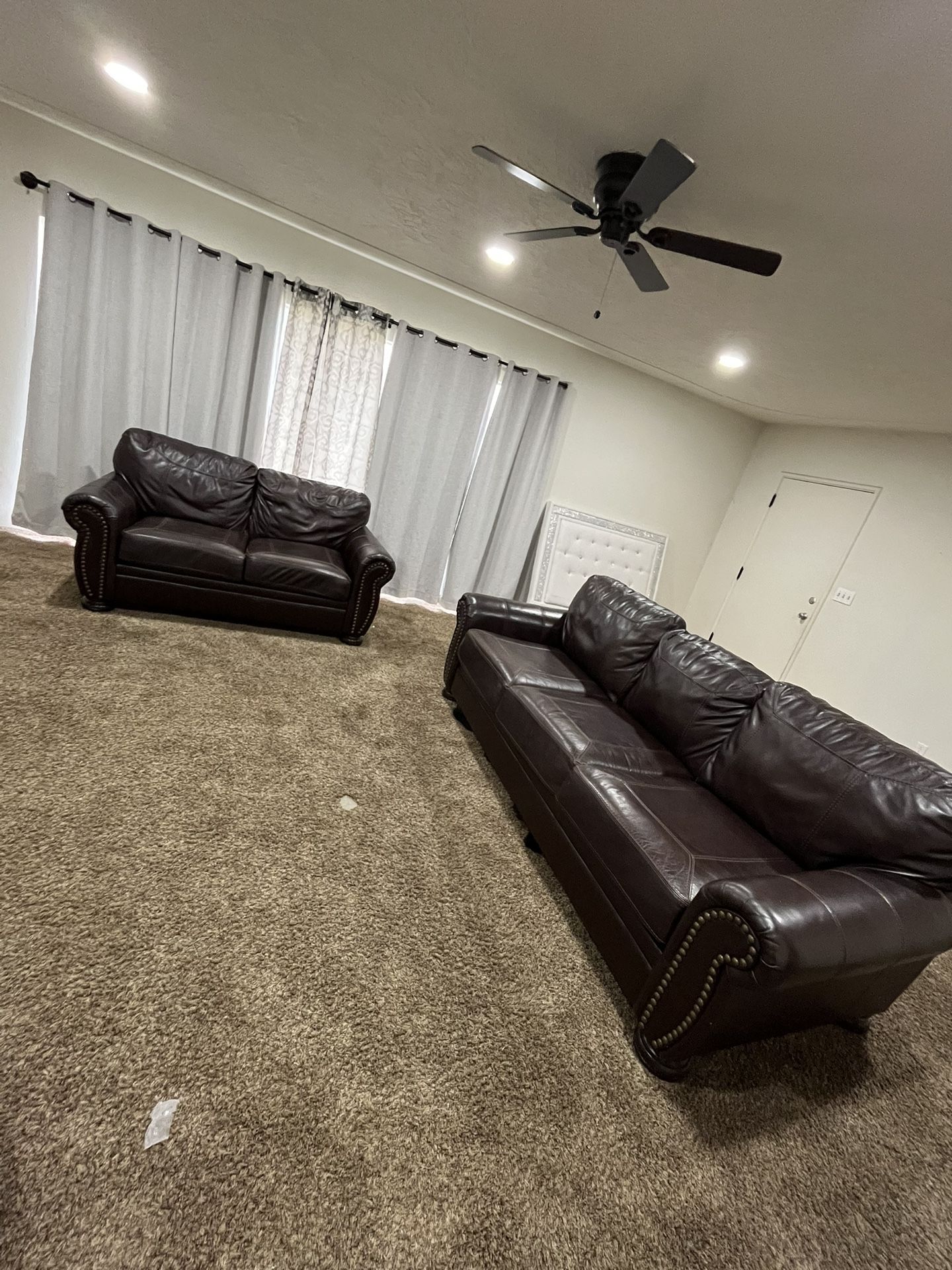 leather sofas / entertainment center