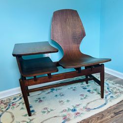 Mid century modern MCM Bent Walnut Plycraft Gossip Bench with
