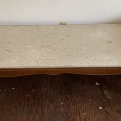 Mid Century Coffee Table And Two End Tables With Marble Tops