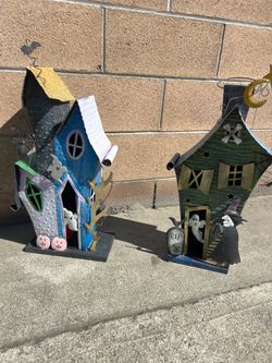 Vintage metal Halloween haunted house decorations,