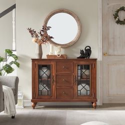 Cherry Morden Fort Wood Sideboard Storage Cabinet With 2 Doors,3 Drawers