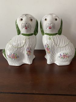 #17 RARE Portugal pottery  DOG FIGURINE SPANIEL #468-L 12" inches tall