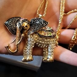 NWT Betsey Johnson Rhinestone Elephant Necklace
