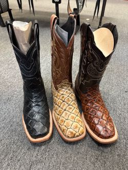White Diamond Leather Boots - multiple sizes