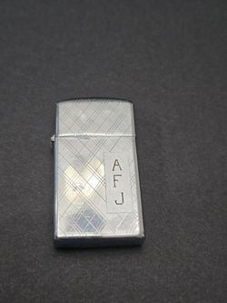 Vintage 1960 Zippo Slim style Monogrammed Lighter - A F J