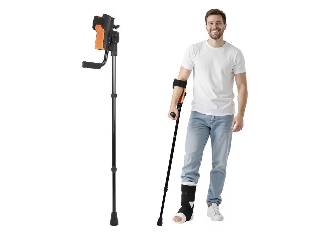 Elbow Crutch For Adults 3-angle Adjustable Elbow & Height Lightweight Foldable