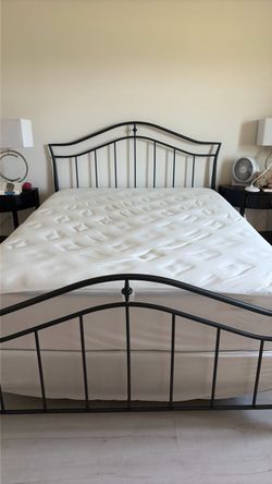 Bed frame, mattress and box spring