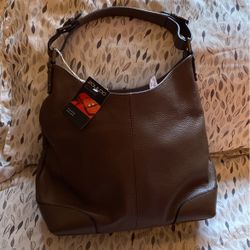 Brown Leather Bucket Bag