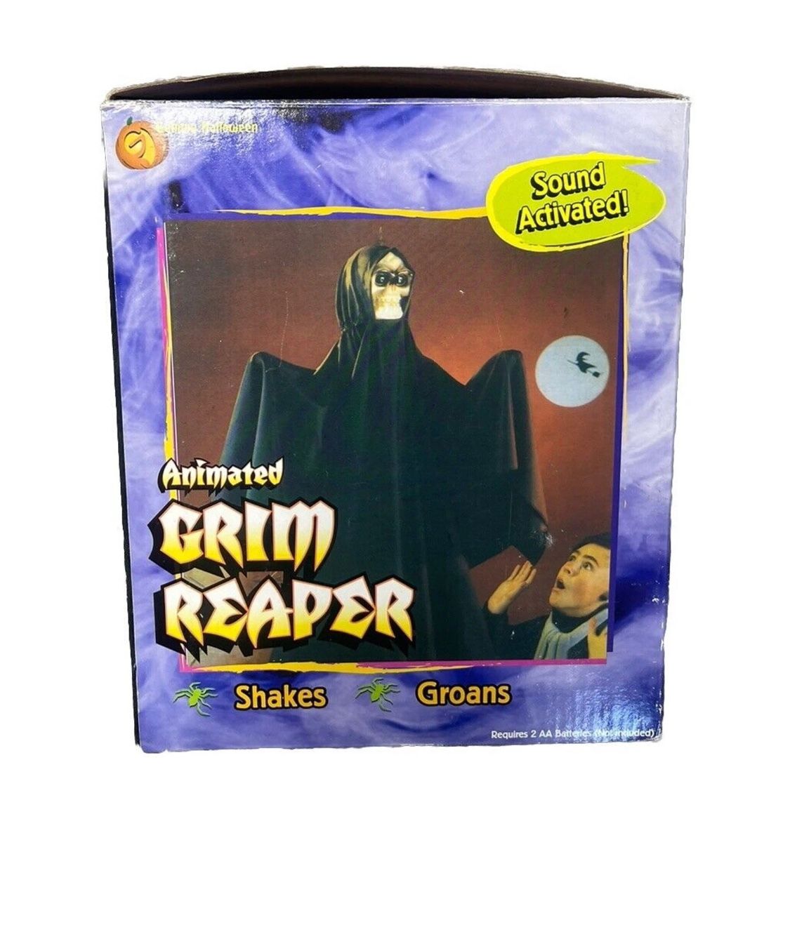 Gemmy Halloween Shrieking Grim Reaper Shakes Talks Laughs Eyes Light Up Works