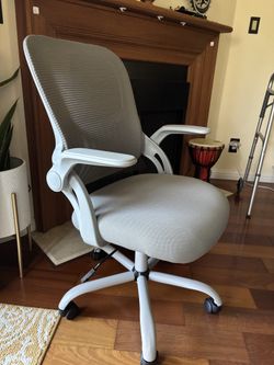 Gray swivel rolling desk chair office chair
