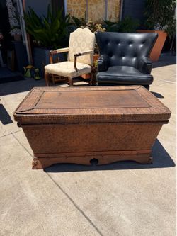 Antique wicker wood chest