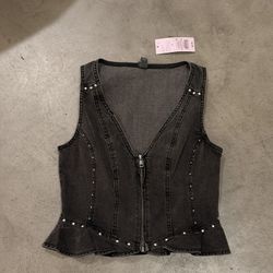 Target Black Denim Studded Corset Top (New with Tag)