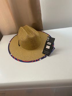 Straw Lifeguard Hat with American Flag Brim
