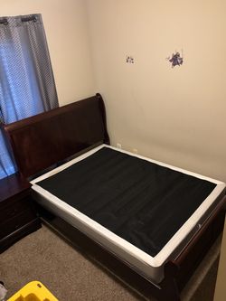 Full Size Bed Frame, Box Spring, & Nightstand