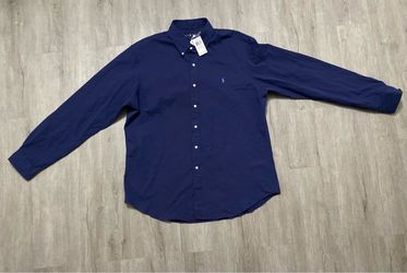 NWT Ralph Lauren Long Sleeve Slim Button Down Oxford Shirt, Polo Pony, Navy, 2XL