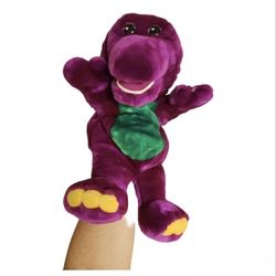 Plush Barney hand puppet.  Lyons Partnership,  Golden Bear co. 13"