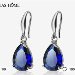 925 Sterling, Silver Bangle, Lira, Sapphire Earrings