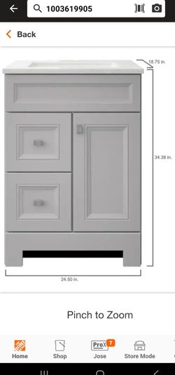 24.5 Wx18.75 Vanity Dove Gray With White Artic Solid Top