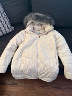 Off-white or ivory Columbia women's winter puffer jacket