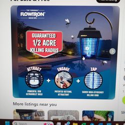 Flowtron Bug Zapper, Mosquito Zapper With 12 Acre Of Coverage, 15 Watt Bulb And 5600 V Killing Grid