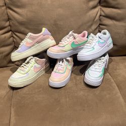 3 Pairs - Nike Air Force One - Size 9 - Women - 3 Pairs