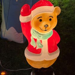 Christmas Bear Blow Mold Vintage Hard To Find 