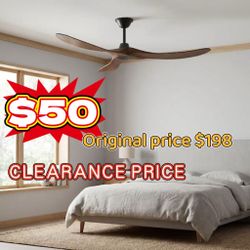Clearance 60 in. Indoor/Outdoor 3-Solid Wood Blades Propeller Ceiling Fan with Remote Control, 6-Speed, Timing Setting in Brown