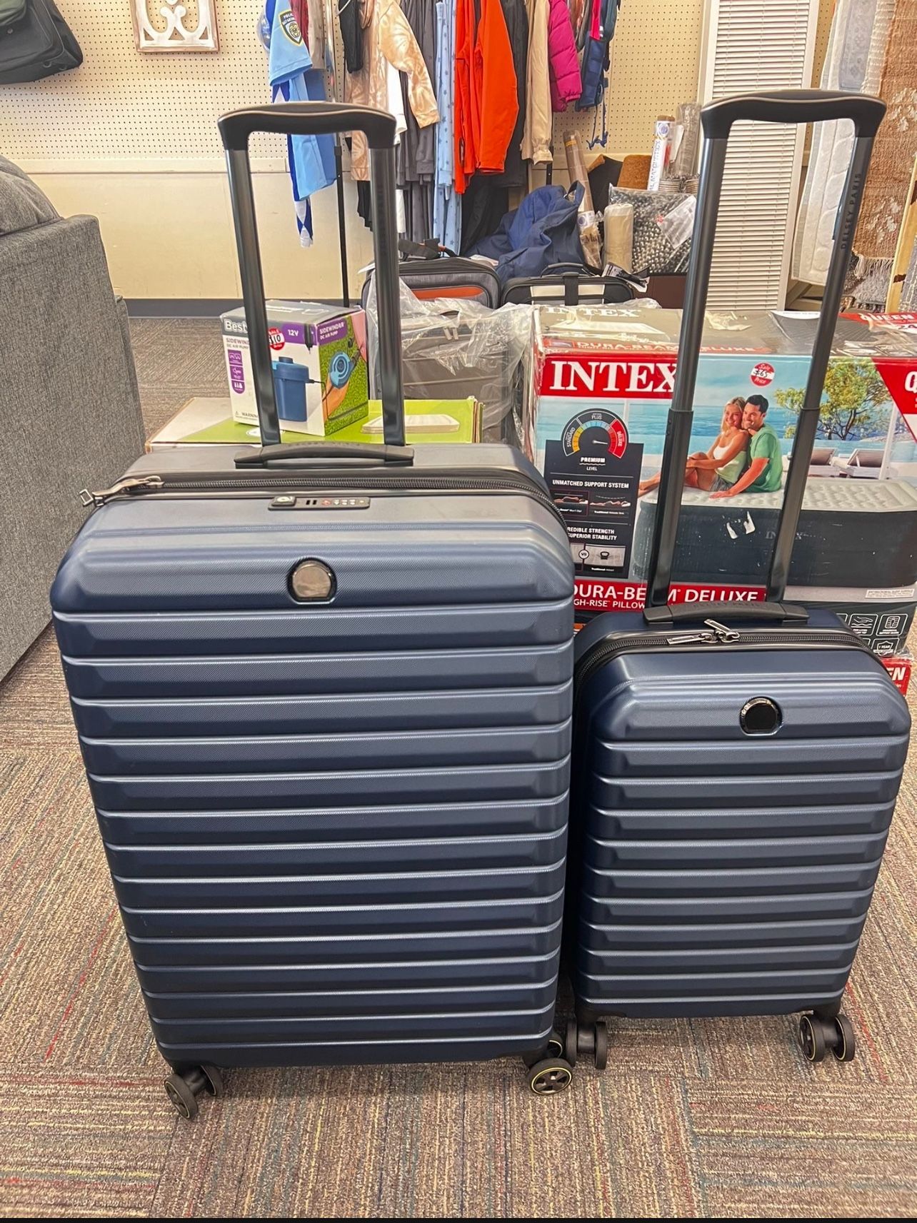 Delsey Helium Edge 2-piece Luggage Spinner Hardside Set 30" & 22" in Blue, New