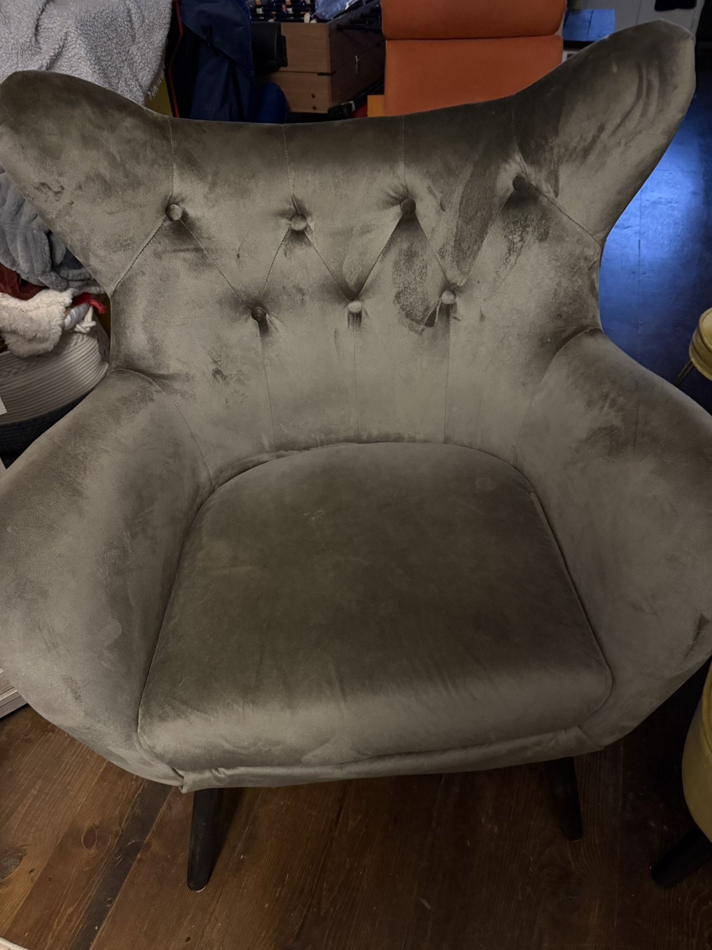 New Gray Velvet Accent Chair