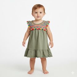 The Children's Place Toddler Girls Boho Dress with Colorful Tassels - 18-24m