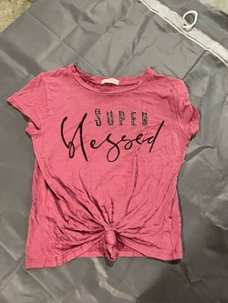 Pink Super Blessed Graphic Tie-Front Tee