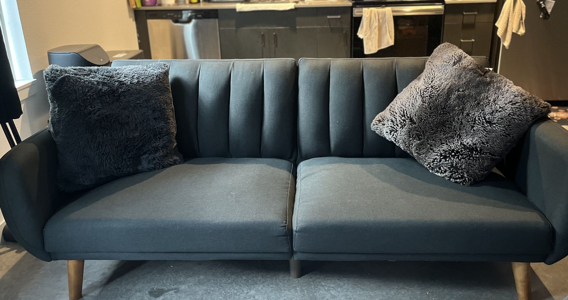 Novagratz Brittany Sofa Futon/Sofa/Couch  - Dark Grey Linen  