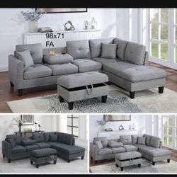 3pc Sectional With Ottoman Set 