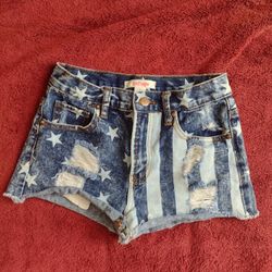 Refuge stars stripes distressed cut off jean shorts size 0