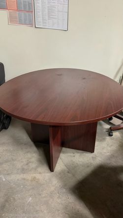 Round Mahogany Conference Table
