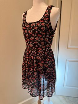 Black Floral Sleeveless Mini Dress