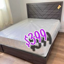 NEW  QUEEN BED FRAME AND MATTRESS 